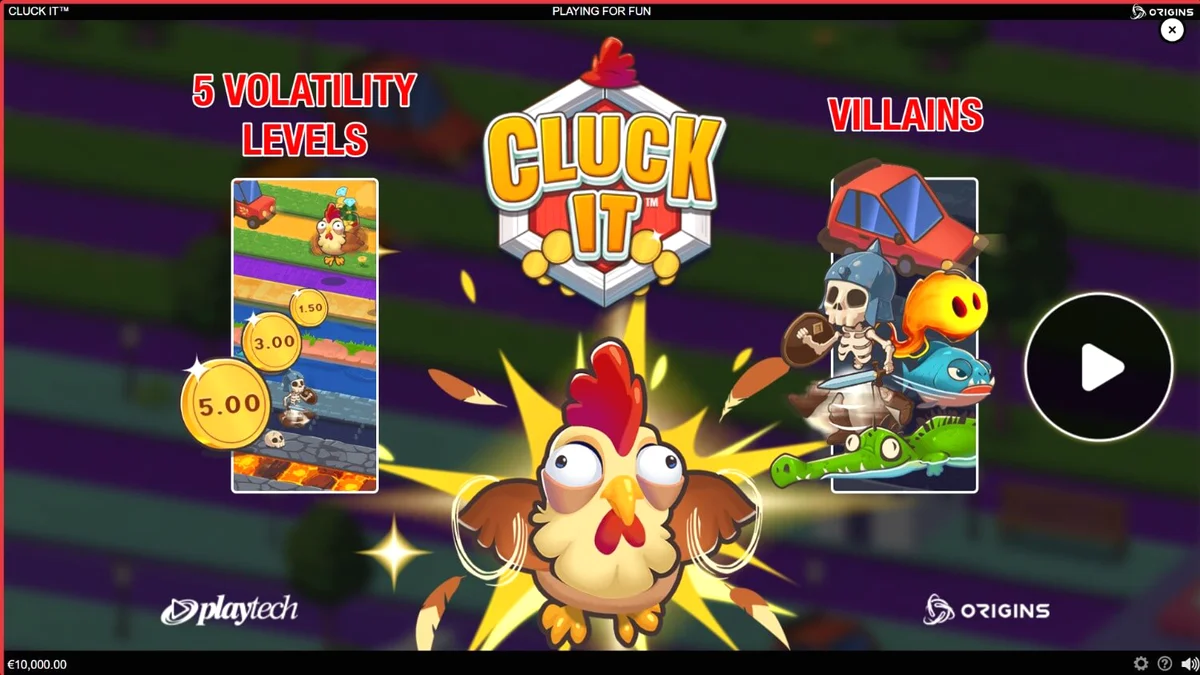 Tampilan visual permainan slot Cluck It dengan tema peternakan yang ceria